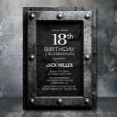 Silver Frame Black Slate 18th Birthday Party Kaart