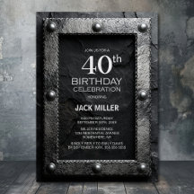 Silver Frame Black Slate 40th Birthday Party