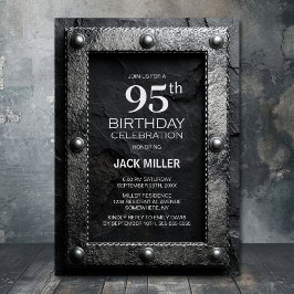 Silver Frame Black Slate 95th Birthday Party Kaart