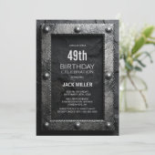 Silver Frame Black Slate Any Age Birthday Party Kaart (Staand voorkant)