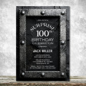 Silver Frame Black Slate Surprise 100th Birthday  Kaart