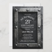 Silver Frame Black Slate Surprise 21st Birthday Kaart (Voorkant)