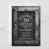 Silver Frame Black Slate Surprise 70th Birthday Kaart (Voorkant)