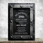Silver Frame Black Slate Surprise Birthday Party Kaart