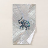 Silver Framed Elephant op Abalone en Pearl Bad Handdoek (Handdoek)
