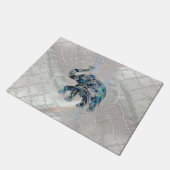Silver Framed Elephant op Abalone en Pearl Deurmat (Schuin)
