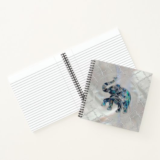 Silver Framed Elephant op Abalone en Pearl Notitieboek (Binnen)