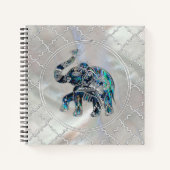 Silver Framed Elephant op Abalone en Pearl Notitieboek (Voorkant)