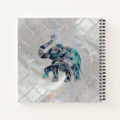 Silver Framed Elephant op Abalone en Pearl Notitieboek (Achterkant)