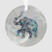 Silver Framed Elephant op Abalone en Pearl Ornament (achterkant)