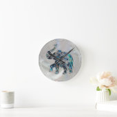 Silver Framed Elephant op Abalone en Pearl Ronde Klok (Huis)