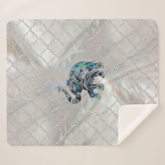 Silver Framed Elephant op Abalone en Pearl Sherpa Deken (Voorkant (horizontaal))
