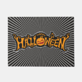 Silver Framed Happy Halloween Ruby Eyed Pumpkin Deurmat (Voorkant)