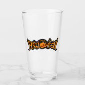 Silver Framed Happy Halloween Ruby Eyed Pumpkin Glas (Voorkant)