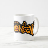 Silver Framed Happy Halloween Ruby Eyed Pumpkin Koffiemok (Voorkant rechts)