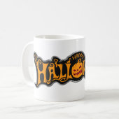 Silver Framed Happy Halloween Ruby Eyed Pumpkin Koffiemok (Voorkant links)