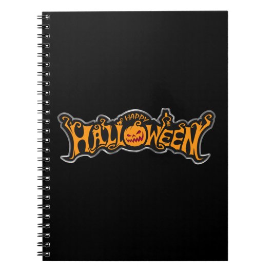 Silver Framed Happy Halloween Ruby Eyed Pumpkin Notitieboek (Voorkant)