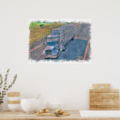 Silver Freight Truck Highway Driving Art Poster 6 (Keuken)