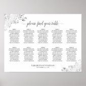 Silver Frills 10 Table Wedding Seating Chart White Poster (Voorkant)