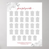 Silver Frills 29 Table Wedding Seating Chart Red Poster (Voorkant)