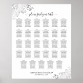 Silver Frills 29 Table Wedding Seating Chart White Poster (Voorkant)