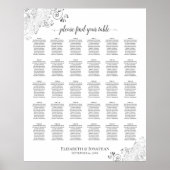 Silver Frills 30 Table Wedding Seating Chart White Poster (Voorkant)