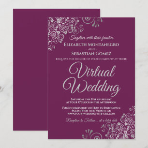 Silver Frills Cassis Magenta Chic Virtual Wedding Kaart