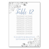 Silver Frills Elegant Blue Wedding Seding Chart Kaart (Voorkant)