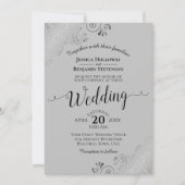 Silver Frills Elegant Grey Wedding Kaart (Voorkant)