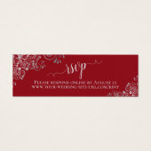 Silver Frills Elegant Red Wedding RSVP Online Kaar Mini Visitekaartjes (Voorkant)