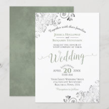 Silver Frills Elegant Sage Green over White Weddin