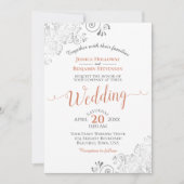 Silver Frills Elegant Terracotta op White Wedding Kaart (Voorkant)