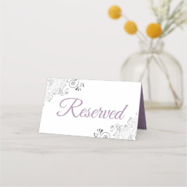 Silver Frills Lavender & White Wedding Reserved Plaatskaartje