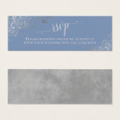 Silver Frills Light Blue Wedding RSVP Online Kaart (Voorkant /achterkant)