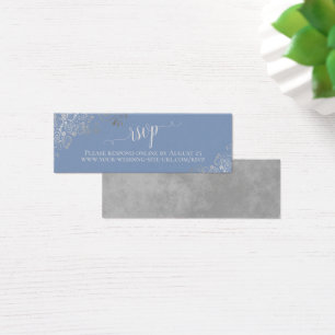 Silver Frills Light Blue Wedding RSVP Online Kaart