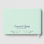 Silver Frills Mint Green & Navy Elegant Wedding Gastenboek (Achterkant)