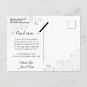 Silver Frills Mint & Navy Bruiloft Save the Date Aankondigingskaart (Achterkant)