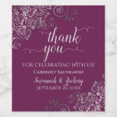 Silver Frills op Cassis Paars Weddenschap Hartelij Wijn Etiket (Enkel label)