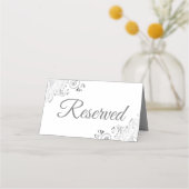 Silver Frills op White Elegant Wedding Reserved Plaatskaartje (Voorkant)
