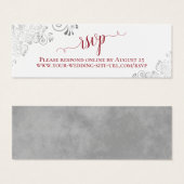 Silver Frills Red & White Wedding RSVP Online Kaar Mini Visitekaartjes (Voorkant /achterkant)