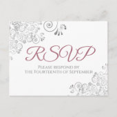 Silver Frills Simple Chic Dusty Roos Wedding RSVP Briefkaart (Voorkant)