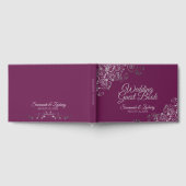 Silver Frilly Filigree Elegant Cassis Wedding Gastenboek (Volledig)