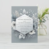 Silver Frost Botanical Wedding Kaart (Staand voorkant)