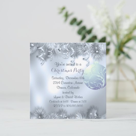 Silver Frost Decorst-kerstfeest Kaart (Staand voorkant)