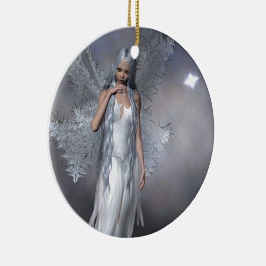 Silver Frost Fairy Keramisch Ornament (Rechts)