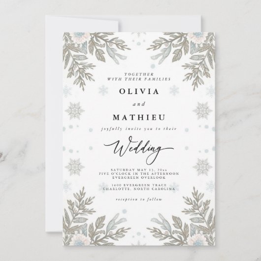 Silver Frosted Winter Wedding Kaart (Voorkant)