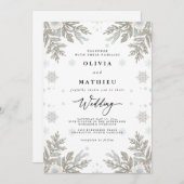 Silver Frosted Winter Wedding Kaart (Voorkant / Achterkant)