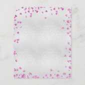 Silver fuchsia harten budget bruiloft uitnodiging flyer (Achterkant)