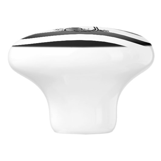 Silver G Clef ~ Musical Scroll ~ B/W Striped ~*~ Keramische Knop (Zijkant)