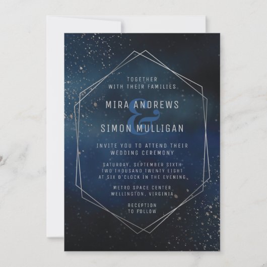 Silver Galaxy Wedding Invitation Kaart (Voorkant)